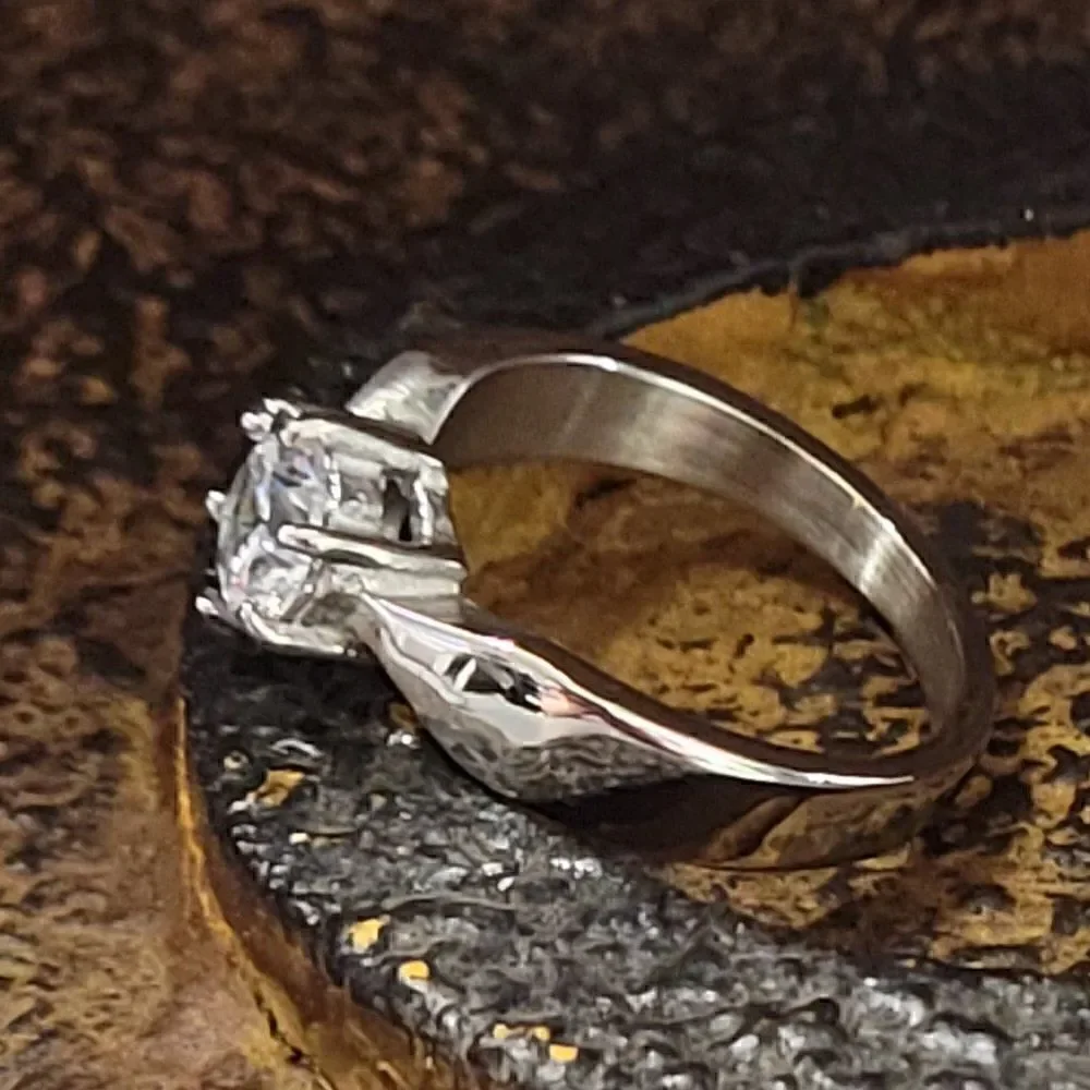 Women's Silver Solitaire Wedding Ring - Pinky Promise ring - Girls Wedding Ring
